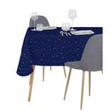Nappe étoile 140x250cm polyester bleu nuit et doré