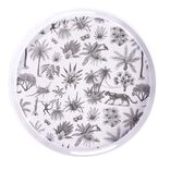 Plateau rond mélaminé motif savane blanc et noir Ø34,5xH5cm