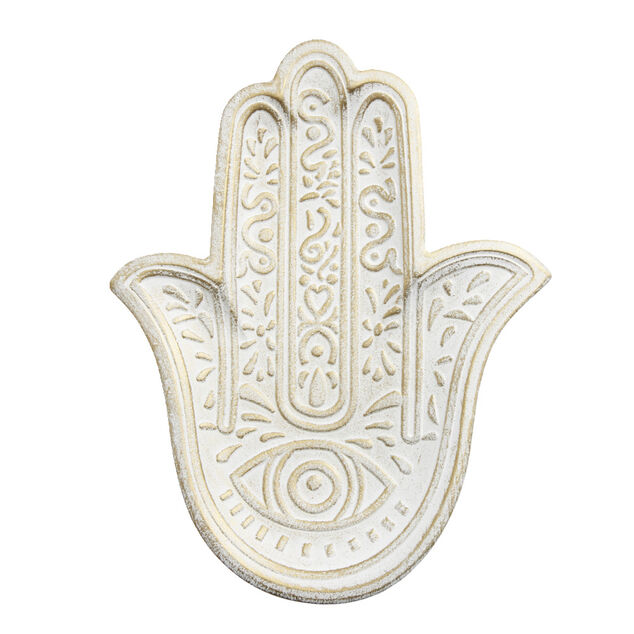 Vide poche en bois forme main de Fatma avec gravure 20x25cm (2 modèles)