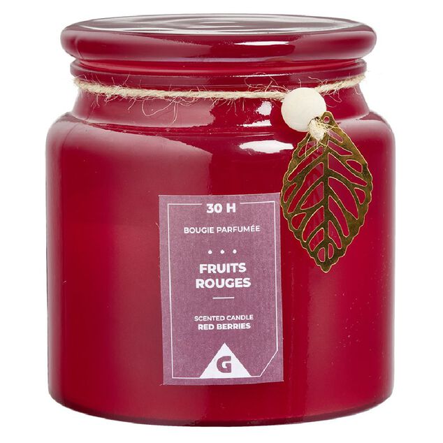 Bougie parfum&eacute;e dans bonbonni&egrave;re senteur fruits rouges 30H