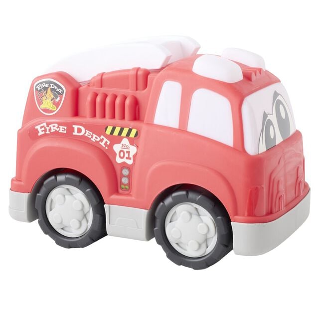 Camion de pompier mignon sonore avec &eacute;chelle plastique rouge 24,5x14xH18cm