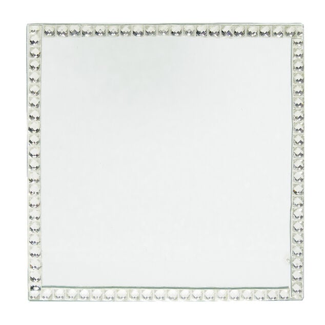 Miroir contour strass 10x10cm - 2 mod&egrave;les rond ou carr&eacute;
