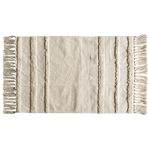 Tapis rectangulaire beige tuft&eacute; 50x80cm