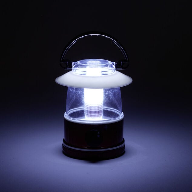 Lampe de camping lanterne portative avec LED plastique rouge Ø9xH13cm