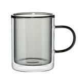 Mug double paroi 35cl en verre transparent noir &Oslash;8,5xH10cm