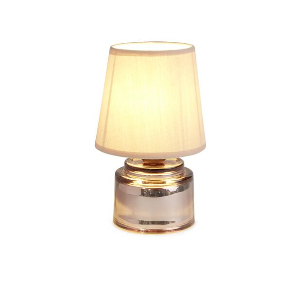 Lampe &agrave; poser &Oslash;12xH22cm verre et polyester rose gold