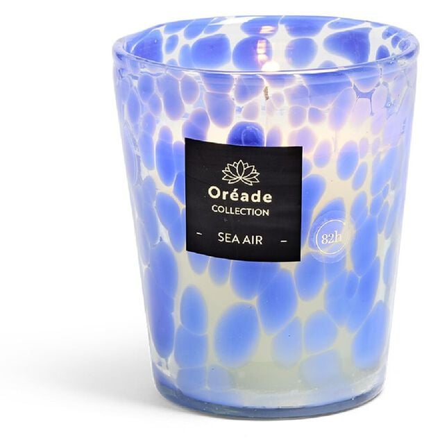 Bougie en verre souffl&eacute; Air Marin 82h &Oslash;13xH16cm bleu