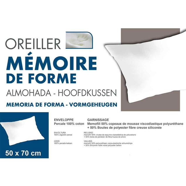 Oreiller &agrave; m&eacute;moire de forme blanc 50x70 cm