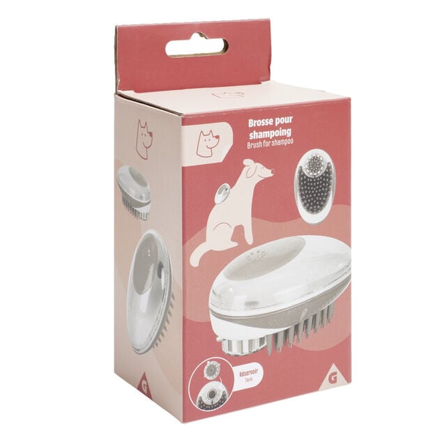 Brosse animal avec r&eacute;servoir shampooing