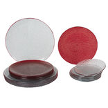 Service vaisselle rond en verre rouge transparent 18 pi&egrave;ces