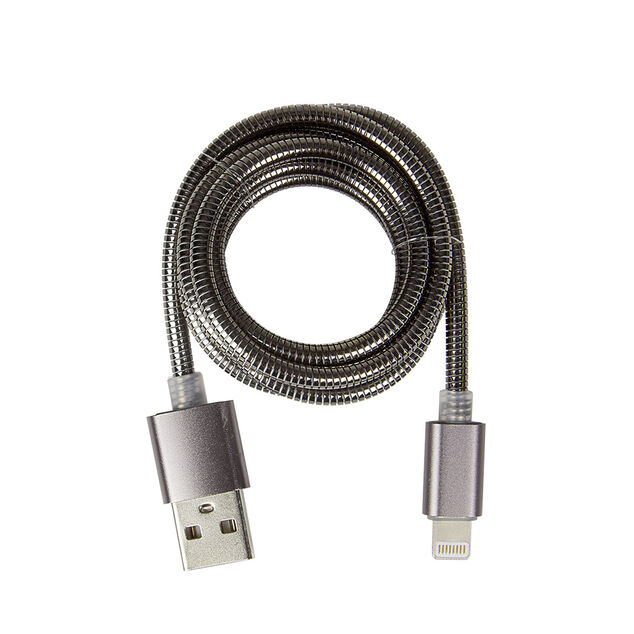 C&acirc;ble Lightining m&eacute;tal Noir charge rapide pour iPhone et iPad