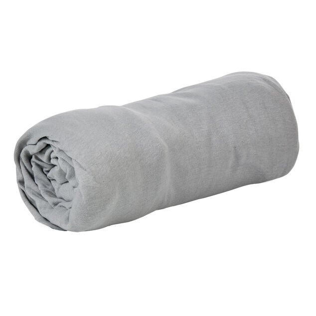 Drap housse jersey uni gris 2 personnes