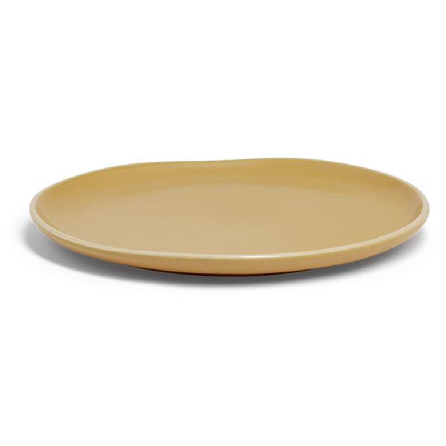 Assiette plate en faïence jaune Ø27xH1,7cm