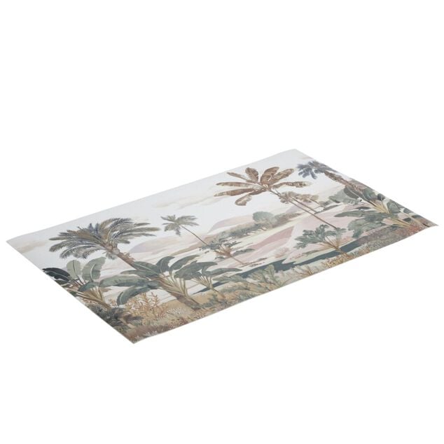 Tapis vinyle rectangulaire paysage exotique tons vert et marron 38x60cm
