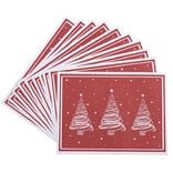 Set de table rouge décor sapin blanc x10