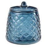 Pot &agrave; coton en verre transparent bleu