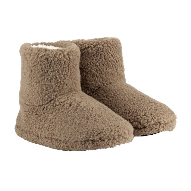 Chaussons bottes bouclette polyester marron 38/39