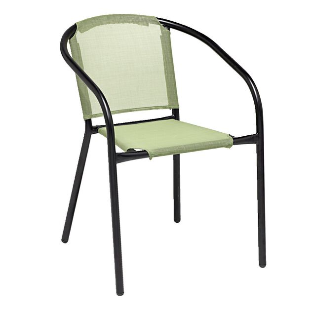 Chaise de jardin Mac&eacute;o acier noir et textil&egrave;ne vert 54xP57xH75cm