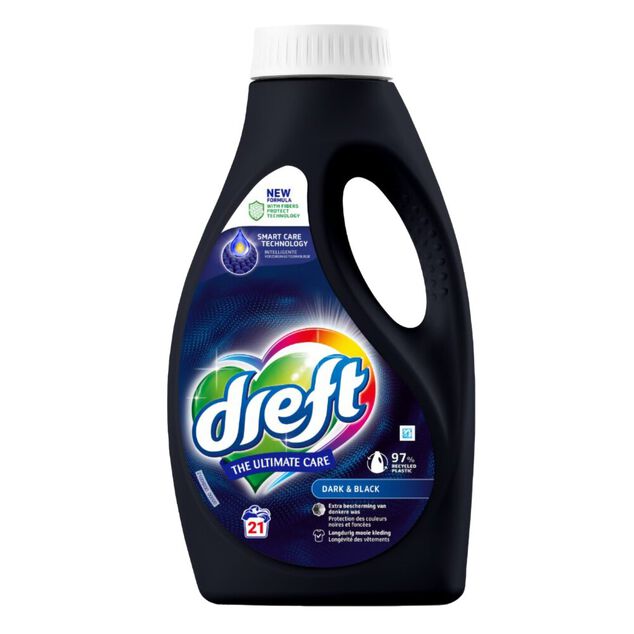 Lessive liquide Dreft linge noir et fonc&eacute; bouteille noir 21 lavages