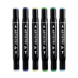 Marqueurs &agrave; double pointe teintes bleu/violet H18,5cm 6 pi&egrave;ces