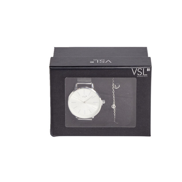 Ensemble montre et bracelet femme argent&eacute;