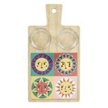 Planche de présentation apéritif bambou avec 2 ramequins 32x17x1cm