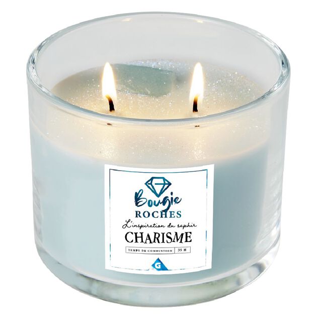Bougie roches pierre porte bonheur 35 h