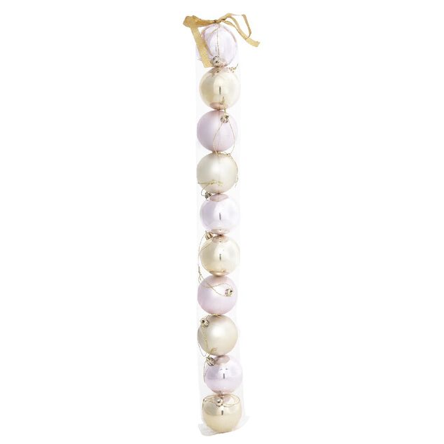 Boule de No&euml;l rose et dor&eacute;e x10