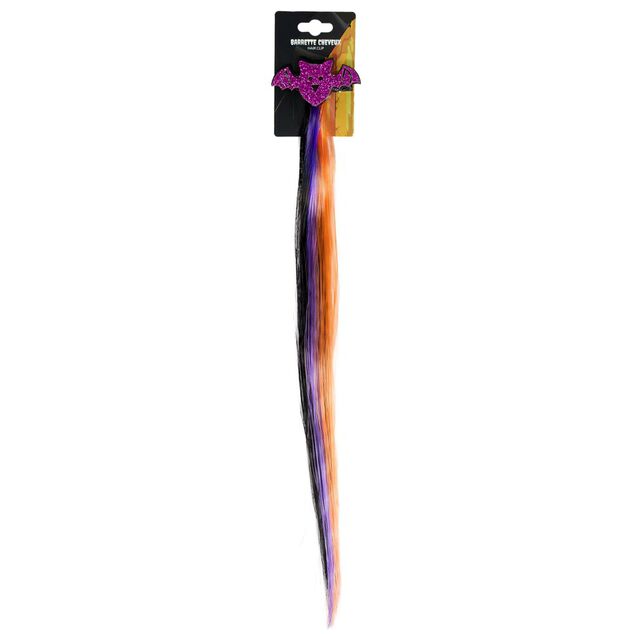 Barrette cheveux Halloween avec m&egrave;che noire et orange (3 mod&egrave;les)