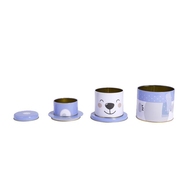 Boîte alimentaire Noël métal 3 compartiments Ø13,5xH26cm (2 modèles)