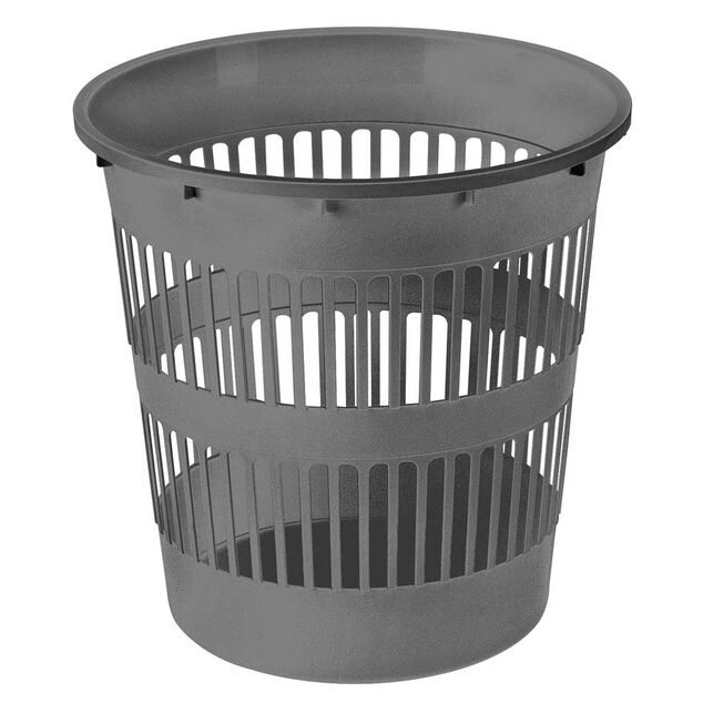Corbeille &agrave; papier en plastique gris 12L