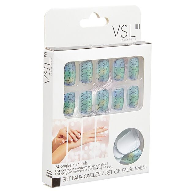 Kit faux ongles style serpent verts et bleus 24 pi&egrave;ces