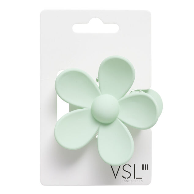 Pince à cheveux fleur plastique mat uni 7,5x4xH7cm (5 modèles)