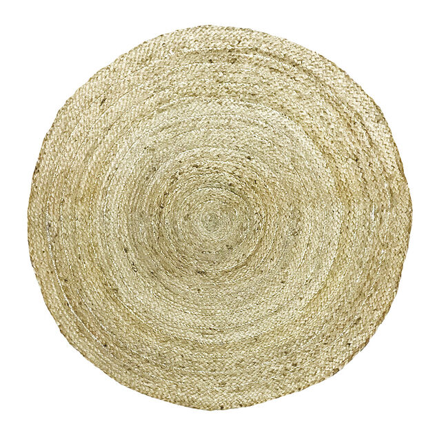 Tapis rond jute naturel d&eacute;co fil dor&eacute; &Oslash;90 cm