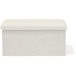 Banc coffre Clara d&eacute;cor laine boucl&eacute;e Blanc  - L77xP38xH38 cm