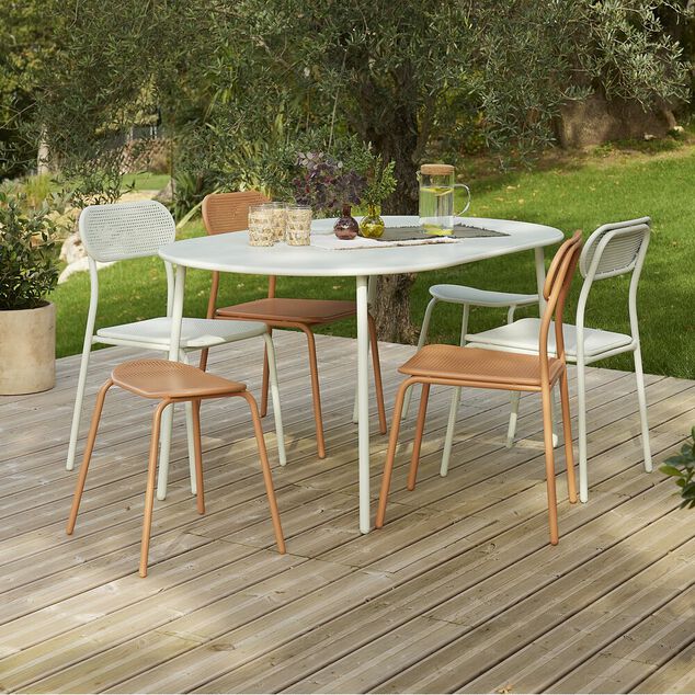 Table de jardin 6 personnes Faro m&eacute;tal vert 160x90xH74cm