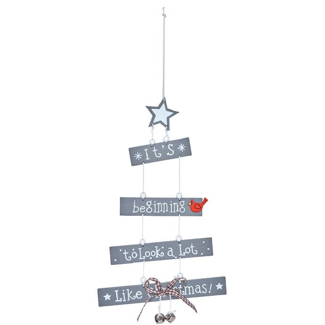 D&eacute;co de sapin &agrave; suspendre en bois