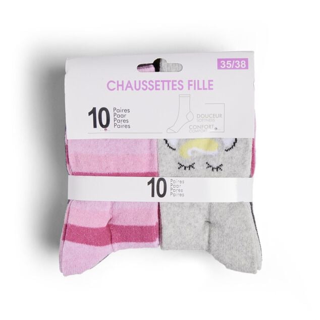 Lot de 10 paires de chaussettes pour enfant polycoton