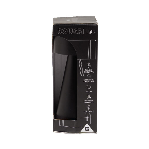 Lampe de table Squari USB tactile noire &Oslash;9,5xH22,5cm