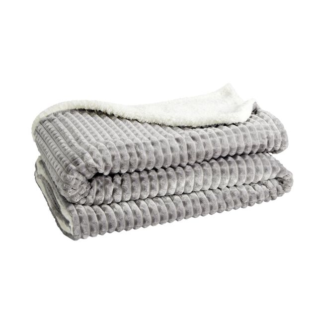 Plaid sherpa flanelle 130x160cm jacquard petits carreaux en relief (4 modèles)