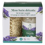 Coffret Mess&eacute;gu&eacute; sel de bain lavande et &eacute;ponge chanvre 100% naturel