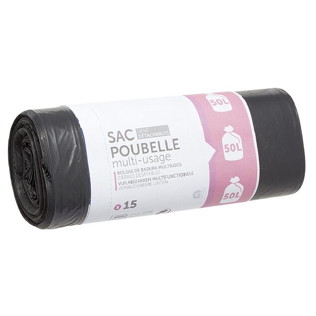Sac poubelle à lien 50 litres x15