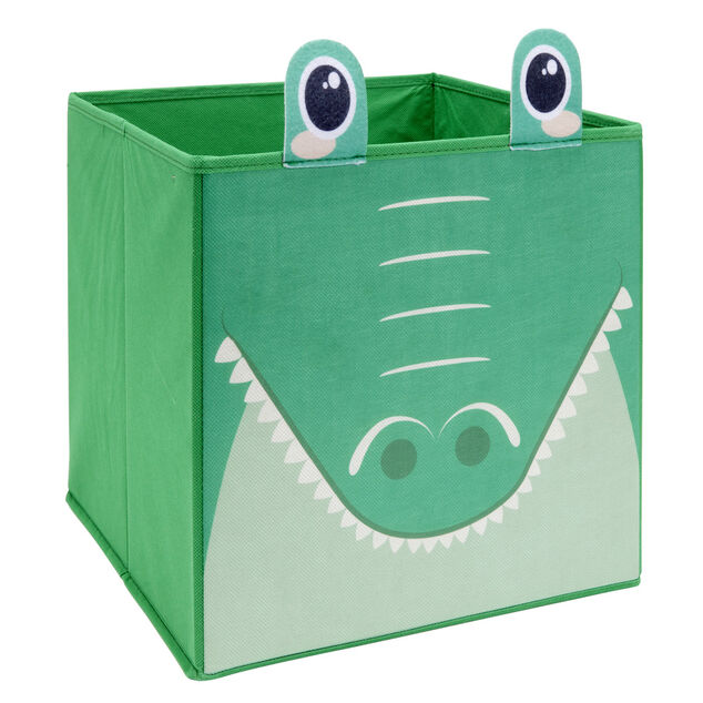 Pani&egrave;re de rangement carr&eacute;e enfant crocodile 31x31xH31cm