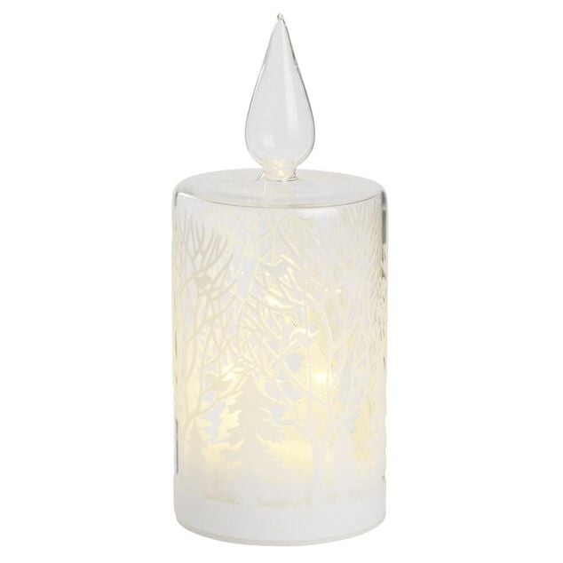 Bougie en verre &agrave; LED d&eacute;co blanche th&egrave;me No&euml;l