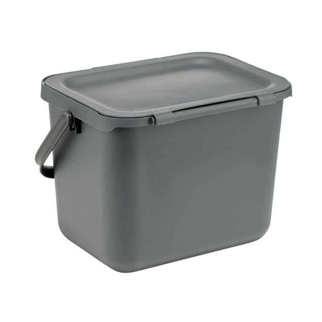 Poubelle compost &agrave; poser 6L plastique gris 25,5x19xH18,5cm