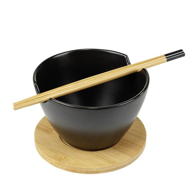 Set nouilles chinoises 1 bol 480ml avec 1 paire de baguettes et support bambou