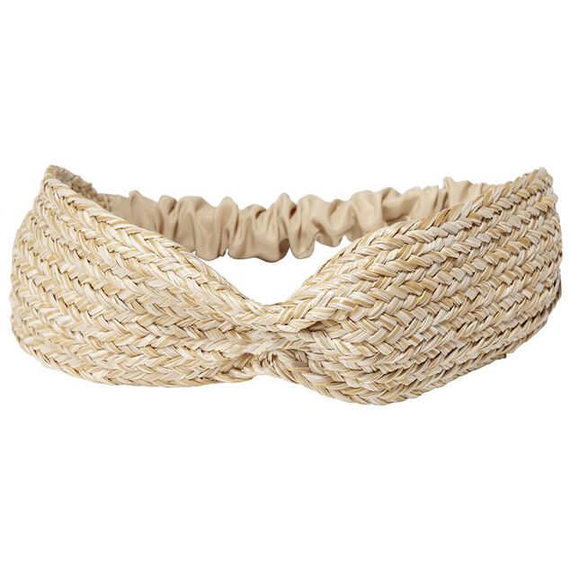 Headband bandeau d'&eacute;t&eacute; style paille beige &Oslash;12cm