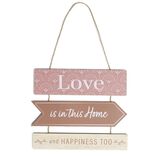 Décoration à suspendre panneaux en bois Home and Happiness H53,5cm