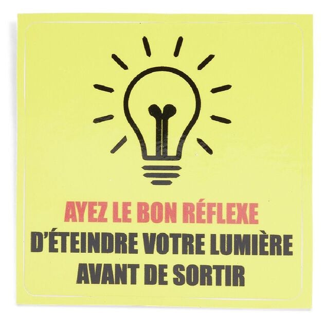 Signal&eacute;tique adh&eacute;sive "Bon r&eacute;flexe lumi&egrave;re" - 8x8 cm