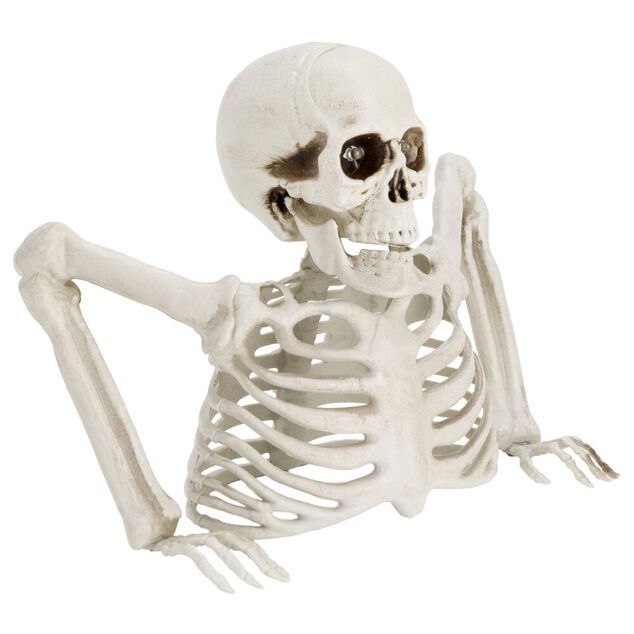 Buste squelette Halloween yeux rouge LED plastique blanc 24x12x19cm